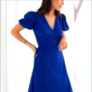 Paris Atelier & Other Stories Blue Wrap Dress Sz 6